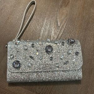 Kate Spade silver embellished wristlet